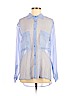 Lavender Brown 100% Silk Blue Long Sleeve Silk Top Size M - photo 1