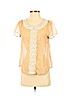 Lush 100% Polyester Tan Short Sleeve Blouse Size S - photo 1