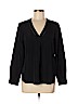 J. Crew Factory Store 100% Polyester Black Long Sleeve Blouse Size L (petite) - photo 1
