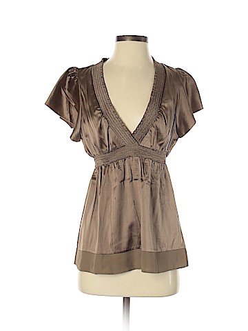BCBGMAXAZRIA Short Sleeve Silk Top (view 1)