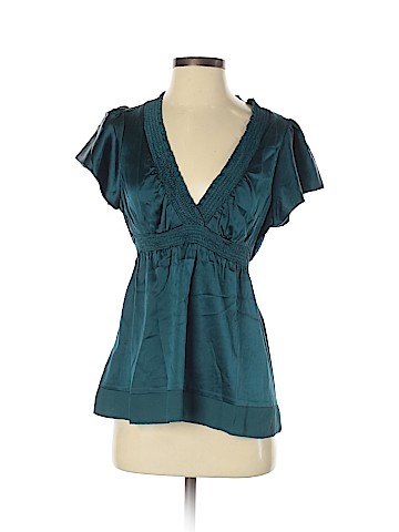 BCBGMAXAZRIA Short Sleeve Silk Top (view 1)