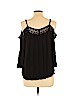 Xhilaration 100% Rayon Black Long Sleeve Blouse Size XL - photo 2