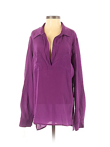 Lavender Brown Long Sleeve Silk Top (view 1)