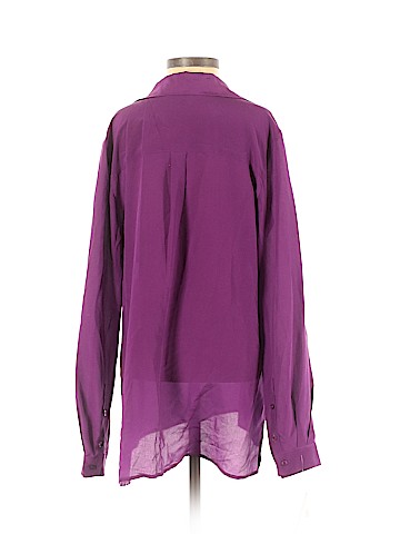 Lavender Brown Long Sleeve Silk Top (view 2)