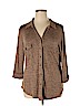 Ashley Blue Tan Long Sleeve Button-Down Shirt Size 1X - photo 1