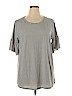 Ticked Teal Gray Short Sleeve Top Size 1X - photo 1