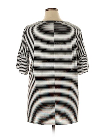 Ticked Teal Short Sleeve Top (view 2)