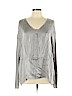 Go By Go Silk 100% Silk Gray Long Sleeve Silk Top Size L - photo 1