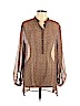 W by Worth 100% Polyester Brown Long Sleeve Blouse Size L - photo 1