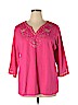 Quacker Factory 100% Cotton Pink 3/4 Sleeve Top Size 1X - photo 1