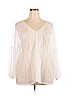 Lane Bryant 100% Nylon Ivory Long Sleeve Blouse Size 28 - 26 Plus - photo 1
