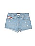 Zara Kids 100% Cotton Solid Blue Denim Shorts Size 13 - 14 - photo 1
