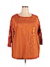 Bob Mackie 100% Cotton Orange 3/4 Sleeve Top Size 3X - photo 1