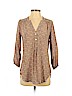 Amour Vert 100% Silk Tan 3/4 Sleeve Silk Top Size S - photo 1