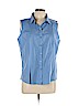 Talbots 100% Cotton Blue Sleeveless Button-Down Shirt Size L (petite) - photo 1