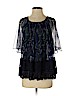 Marchesa Voyage 100% Polyester Blue Short Sleeve Blouse Size 0 - photo 1