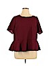 Lace & Mesh 100% Polyester Burgundy Short Sleeve Blouse Size 1X - photo 1