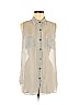 Forever 21 Ivory Sleeveless Button-Down Shirt Size M - photo 1