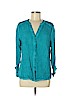 Ecru 100% Rayon Teal Long Sleeve Blouse Size M - photo 1