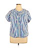 Point Sur 100% Cotton Blue Short Sleeve Blouse Size XL - photo 1