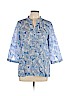 Talbots 100% Cotton Blue 3/4 Sleeve Blouse Size L (petite) - photo 1