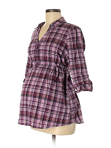 Oh Baby By Motherhood 3/4 Sleeve Button-Down Shirt (view 1)