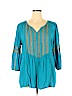 Krista Lee 100% Rayon Blue 3/4 Sleeve Blouse Size XL - photo 1