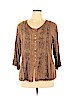 Scully 100% Rayon Tan 3/4 Sleeve Blouse Size XL - photo 1