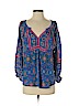 Tolani 100% Silk Blue Long Sleeve Silk Top Size XS - photo 1