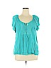 Shyanne 100% Rayon Teal Short Sleeve Top Size XL - photo 1