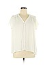 H&M 100% Polyester Ivory Short Sleeve Blouse Size 14 - photo 1