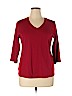 St. John's Bay 100% Cotton Red 3/4 Sleeve T-Shirt Size XL - photo 1