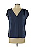 H&M 100% Polyester Blue Short Sleeve Blouse Size 10 - photo 1