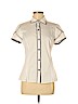 Lafayette 148 New York White Short Sleeve Button-Down Shirt Size 6 - photo 1