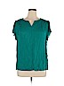 Christopher & Banks 100% Rayon Blue Short Sleeve Blouse Size XL - photo 1