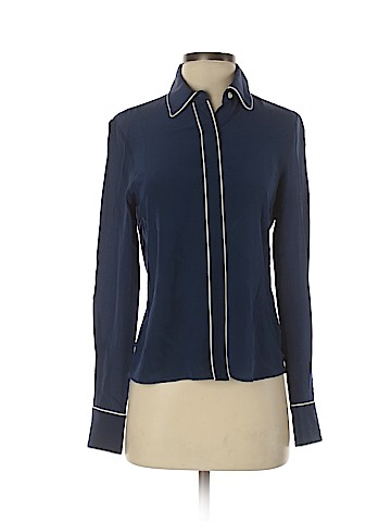 Pink Tartan Long Sleeve Silk Top (view 1)