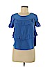 HD in Paris 100% Silk Blue Short Sleeve Silk Top Size XS - photo 1