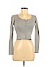 Topshop Gray Long Sleeve Henley Size 6 - photo 1