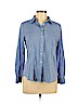 Ann Taylor 100% Cotton Blue Long Sleeve Button-Down Shirt Size L (petite) - photo 1