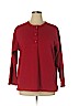 Lands' End 100% Polyester Red Long Sleeve Henley Size 14 - 16 - photo 1
