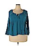 Old Navy 100% Rayon Blue Long Sleeve Blouse Size XXL - photo 1