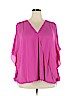 INC International Concepts 100% Polyester Purple Short Sleeve Blouse Size 3X - photo 1
