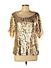 Romeo & Juliet Couture 100% Polyester Gold Short Sleeve Blouse Size L - photo 1