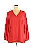 Talbots 100% Polyester Red Long Sleeve Blouse Size XL - photo 1