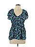 Daisy Fuentes 100% Polyester Blue Short Sleeve Blouse Size L (petite) - photo 1
