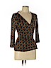 Diane von Furstenberg 100% Silk Brown 3/4 Sleeve Silk Top Size 10 - photo 1