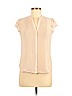 H&M 100% Polyester Tan Short Sleeve Blouse Size 6 - photo 1