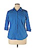 Worthington 100% Cotton Blue 3/4 Sleeve Button-Down Shirt Size XL - photo 1
