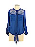 Candie's 100% Polyester Blue Long Sleeve Blouse Size L - photo 1