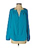 Neiman Marcus 100% Polyester Blue Long Sleeve Blouse Size S - photo 1